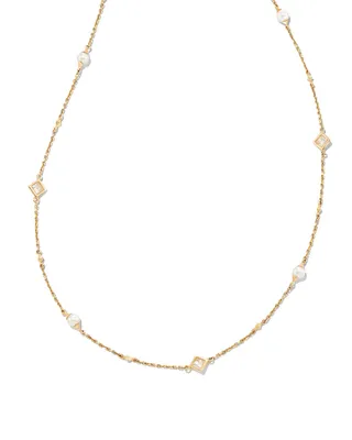 Michelle 14k Gold Strand Necklace in White Pearl