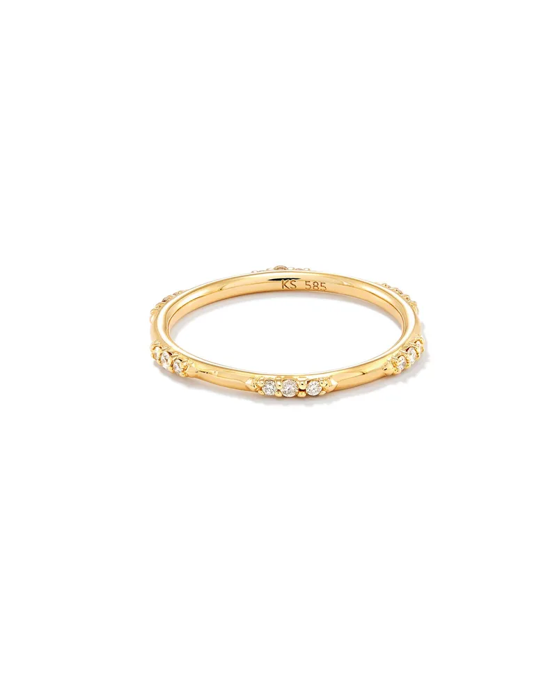 Posey 14k Yellow Gold Band Ring White Diamonds