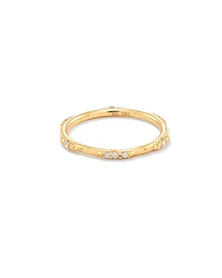 Posey 14k Yellow Gold Band Ring White Diamonds