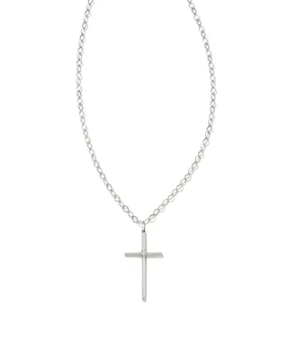 Thin Cross 14k Gold Charm in White Diamond