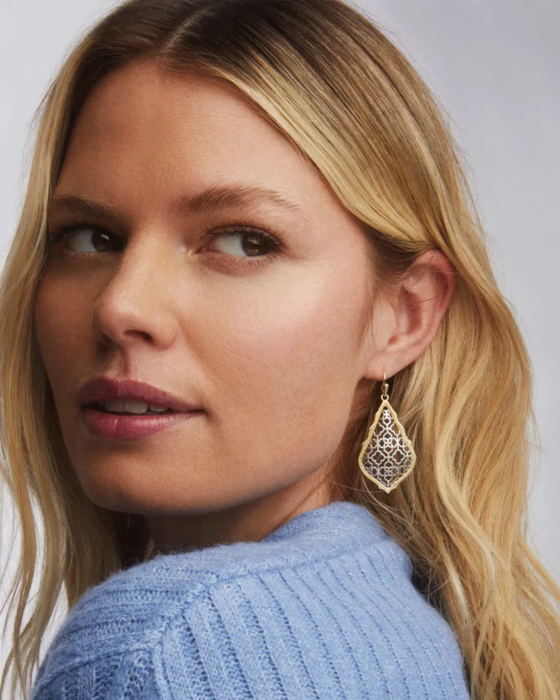 Addie Gold Drop Earrings Silver Filigree Mix