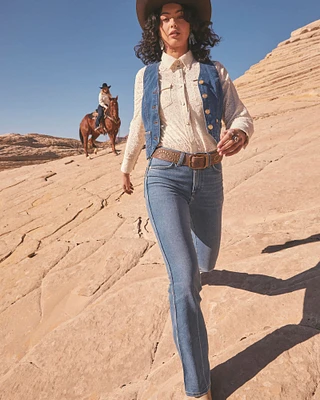 Wrangler® x Yellow Rose by Kendra Scott Vintage Pearl Snap Western Shirt