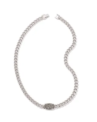 Elisa Silver Chain Necklace in Platinum Drusy