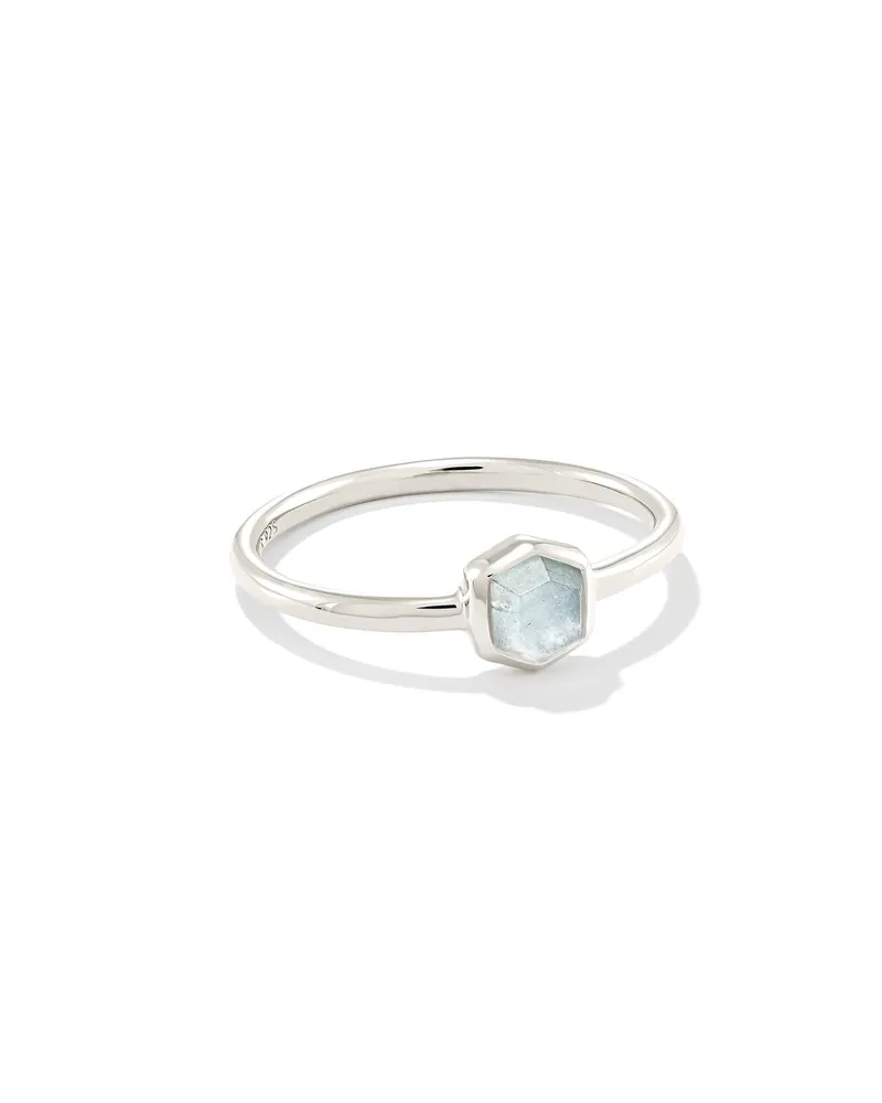 Davie Sterling Silver Band Ring White Opal