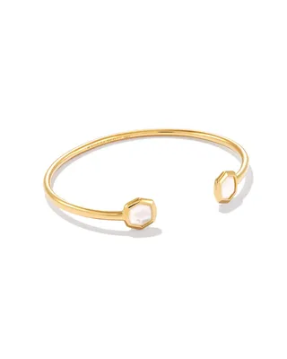 Davis 18k Gold Vermeil Small Cuff Bracelet in Ivory Mother-Of-Pearl