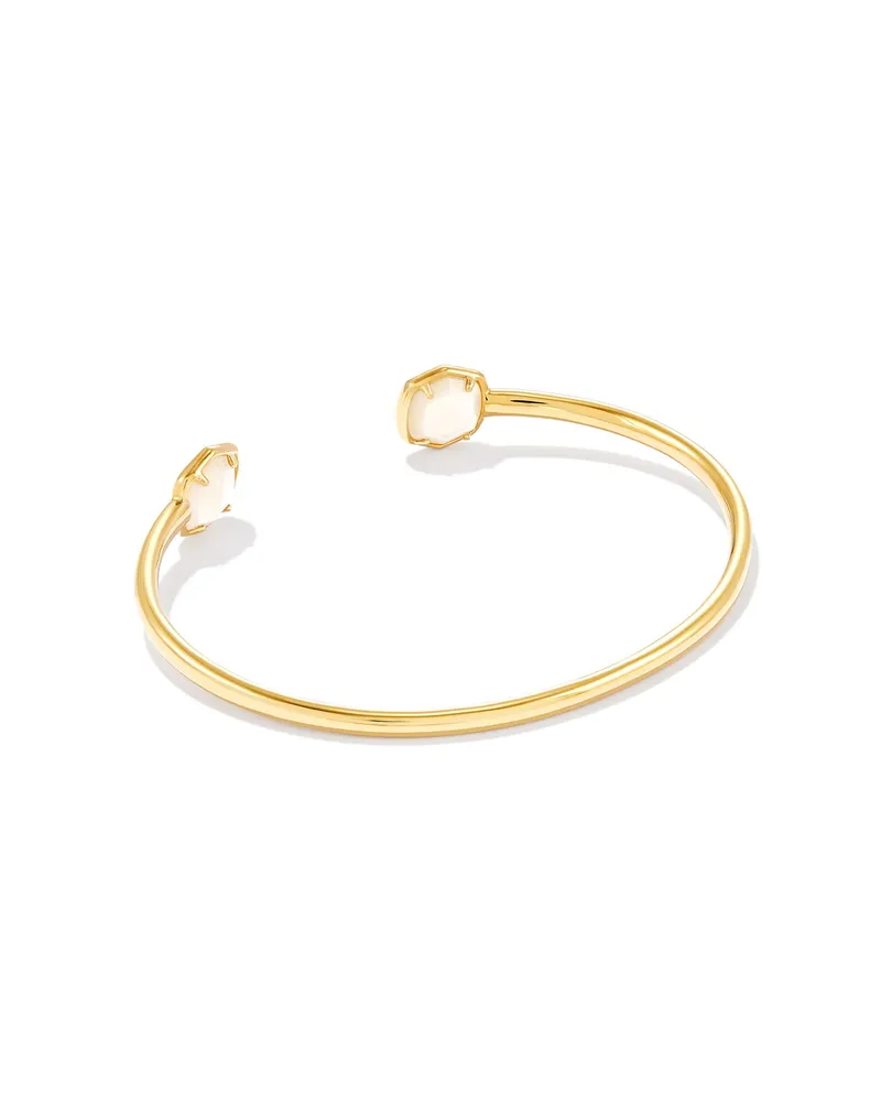 Davis 18k Gold Vermeil Small Cuff Bracelet in Ivory Mother-Of-Pearl