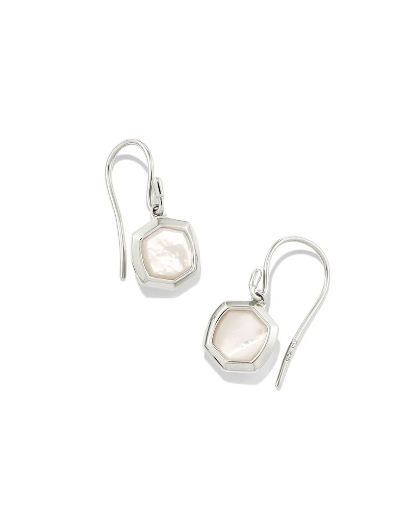 Davis Sterling Silver Small Drop Earrings in Ivory Mother-Of-Pearl
