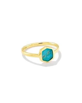 Davis 18k Gold Vermeil Small Stone Band Ring Turquoise