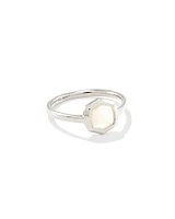 Davis 18k Gold Vermeil Small Stone Band Ring Ivory Mother-Of-Pearl