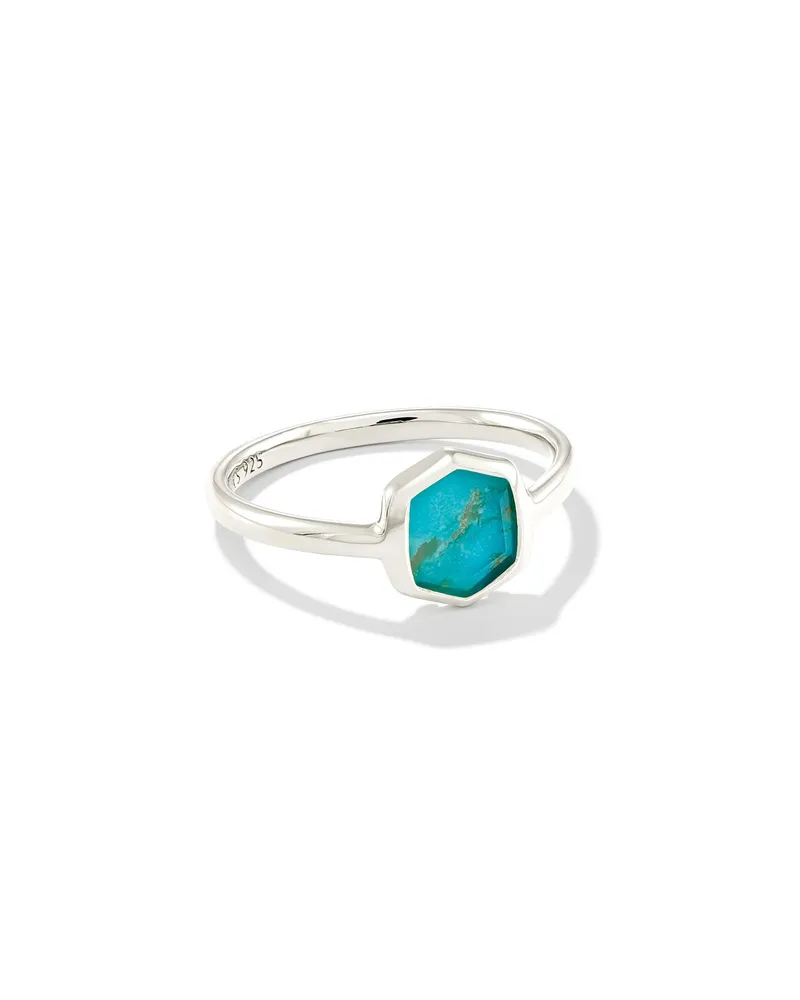 Davis Sterling Silver Small Stone Band Ring Turquoise