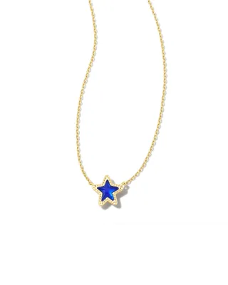 Jae Gold Star Small Short Pendant Necklace in Cobalt Blue Illusion