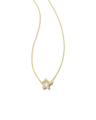 Jae Gold Star Small Short Pendant Necklace in Ivory Mother-of-Pearl