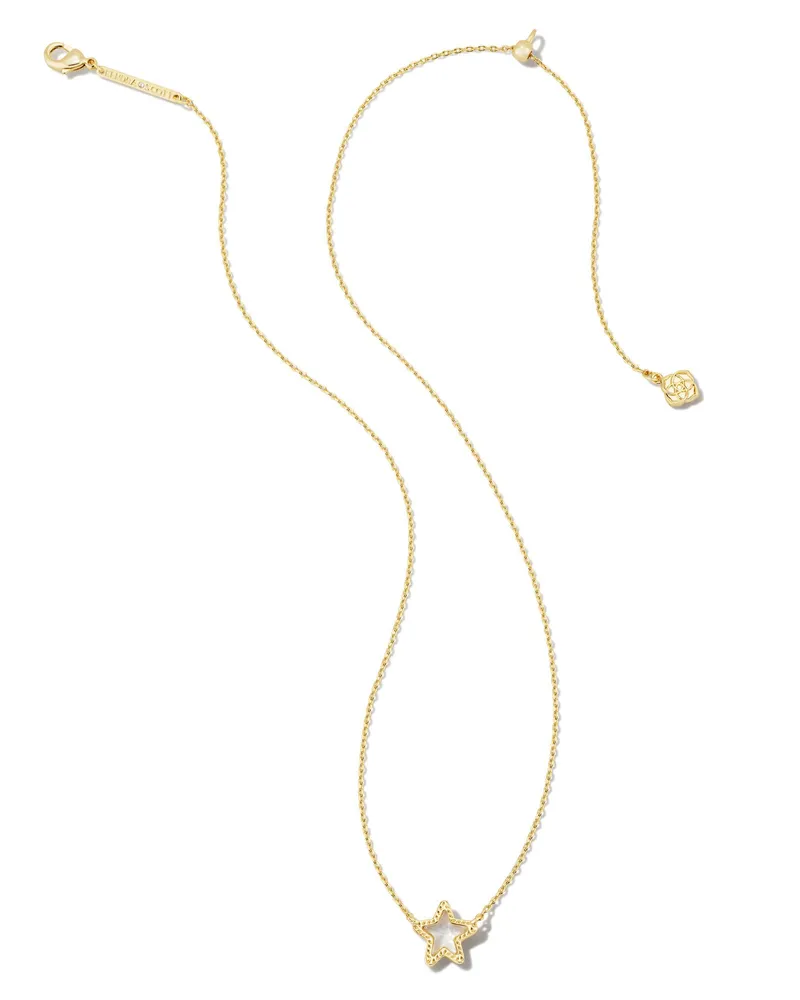 Jae Gold Star Small Short Pendant Necklace in Ivory Mother-of-Pearl