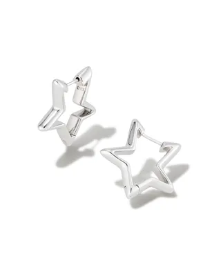 Star Huggie Earrings in Silver