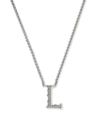 Beau Letter L Pendant Necklace in Vintage Silver