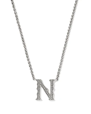 Beau Letter N Pendant Necklace in Vintage Silver