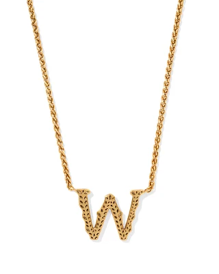 Beau Letter W Pendant Necklace in Vintage Gold