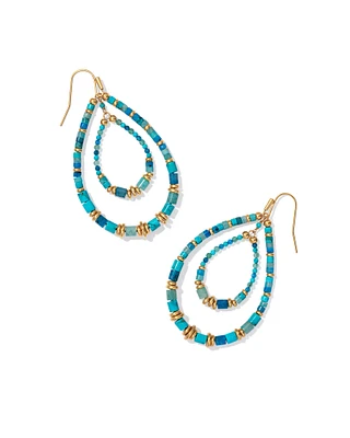 Bree Vintage Silver Open Frame Earrings Teal Mix