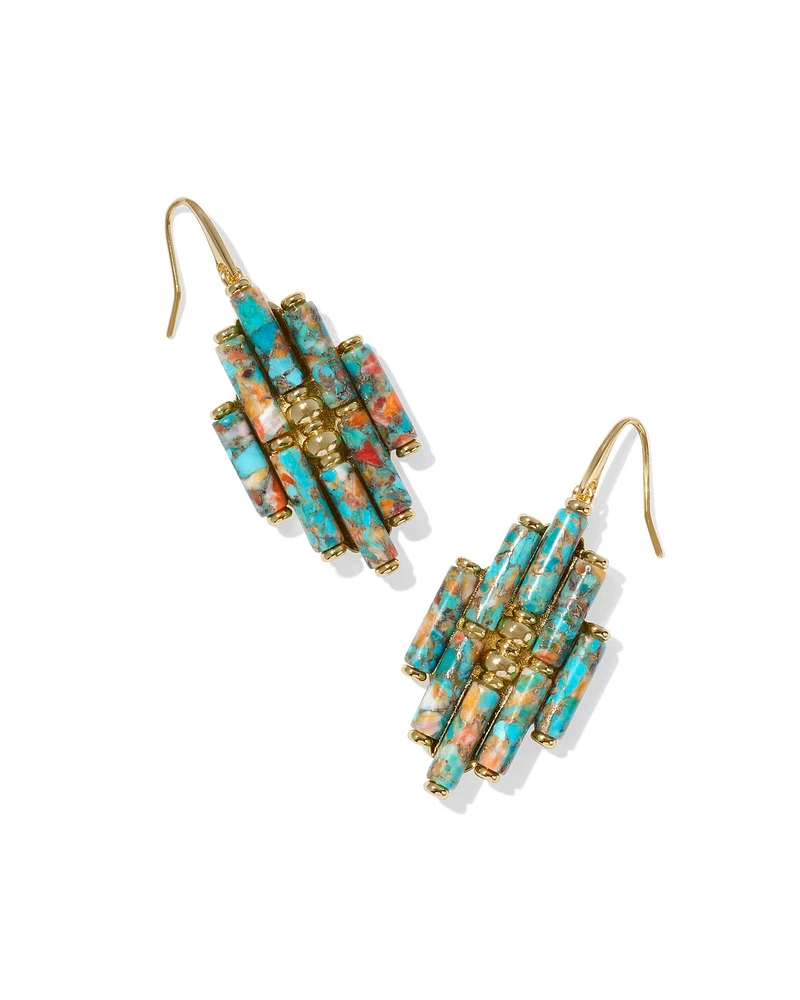 Ember Silver Drop Earrings Variegated Turquoise Magnesite