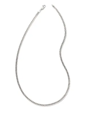 Curb Chain Necklace in Oxidized Sterling Silver