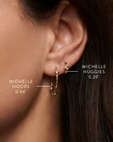 Michelle 14k Gold Huggie Earrings in White Diamond