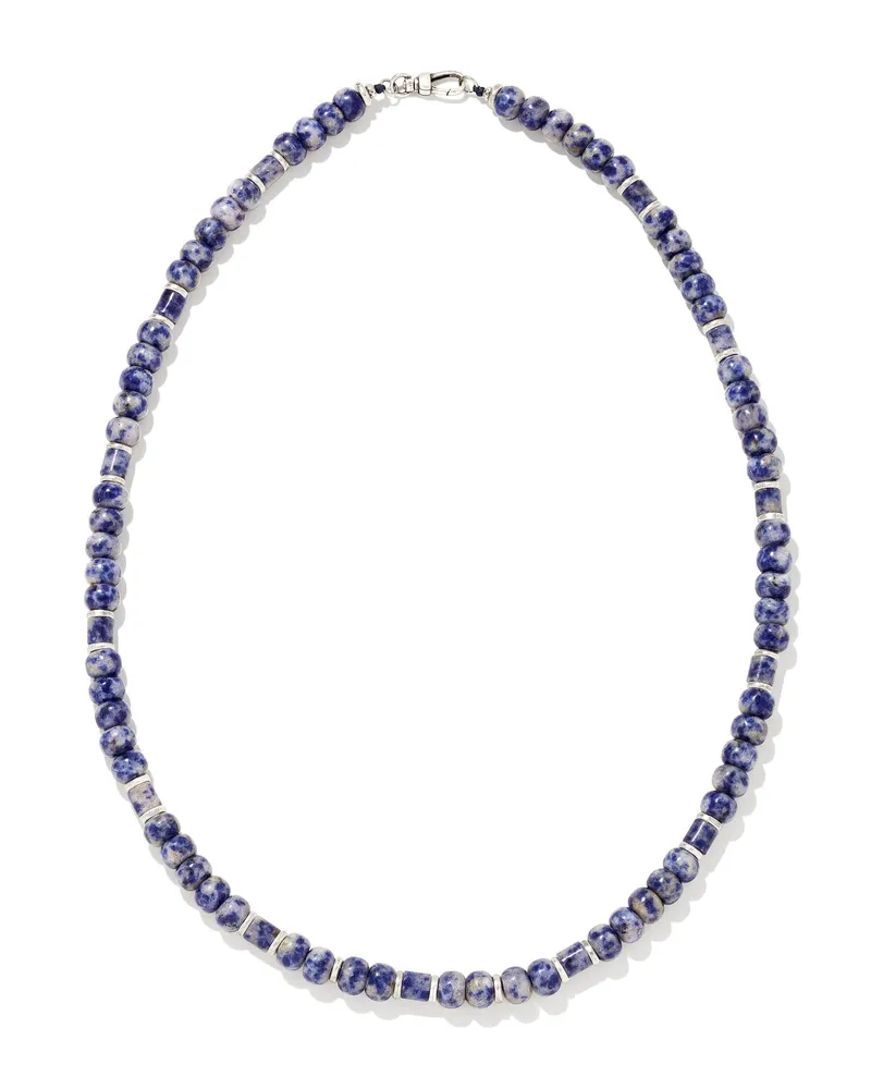 Conrad Oxidized Sterling Silver Long Strand Necklace in Sodalite