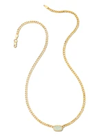Fern 18k Gold Vermeil Curb Chain Necklace in Aquamarine