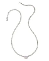 Fern Sterling Silver Curb Chain Necklace in Blue Gray Chalcedony