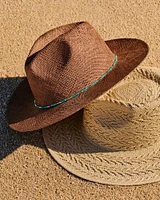 Natural Paper Straw Wide Brim Fedora Hat