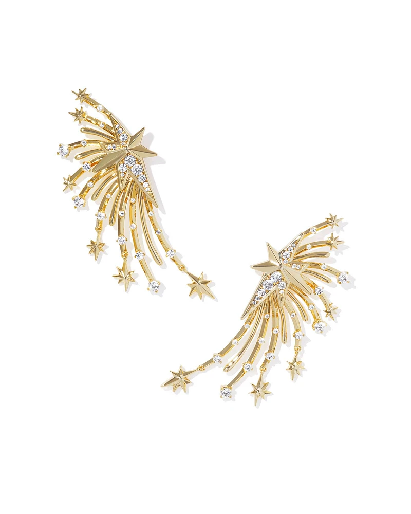 Firework Gold Statement Earrings in Red White Blue Mix