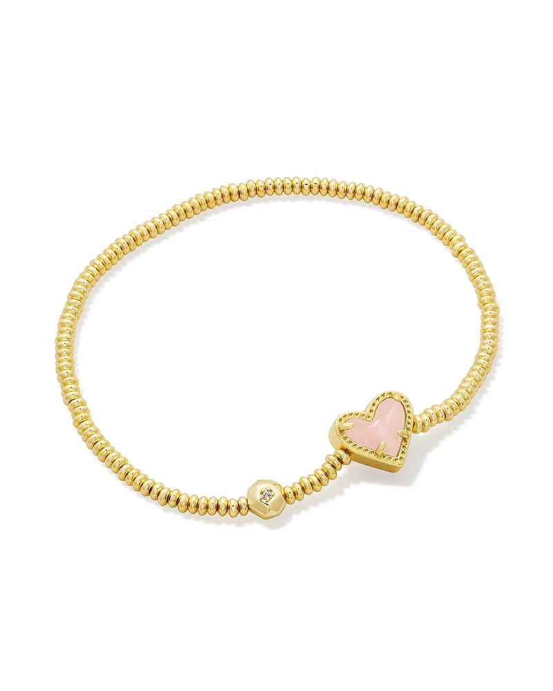 Ari Heart Gold Stretch Bracelet Iridescent Drusy