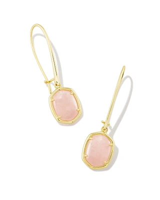 Daphne Gold Wire Drop Earrings in Rose Quartz