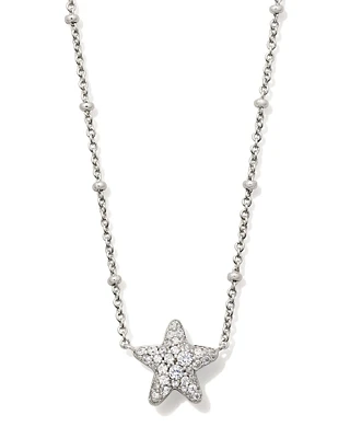 Jae Gold Star Pave Short Pendant Necklace in White Crystal