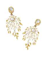 Shea Vintage Gold Statement Earrings in Ivory Mix