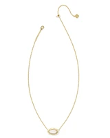 Elisa Gold Color Burst Frame Short Pendant Necklace in White Mother-of-Pearl