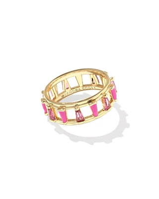 Kelsey Gold Band Ring Pink Mix