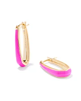 Kelsey Gold Hoop Earrings in Pink Enamel