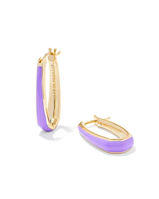 Kelsey Gold Hoop Earrings in Enamel