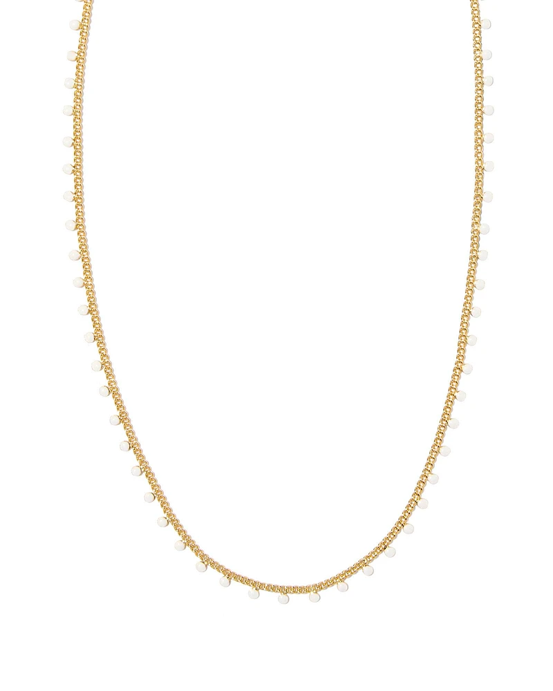 Kelsey Gold Strand Necklace in White Enamel