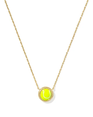 Tennis Gold Short Pendant Necklace Chartreuse Magnesite