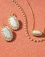 Dani Gold Color Burst Frame Drop Earrings in White Mother-of-Pearl