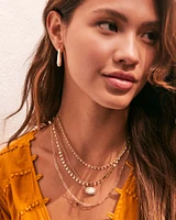 Kelsey Gold Hoop Earrings in White Enamel