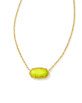 Elisa Gold Pendant Necklace in Neon Yellow Magnesite