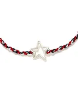 Open Star Sterling Silver Corded Bracelet in Red, White, Blue Mix