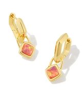 Greer Convertible 18k Gold Vermeil Huggie Earrings Peach Kyocera Opal