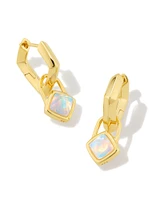 Greer Convertible Sterling Silver Huggie Earrings Teal Kyocera Opal