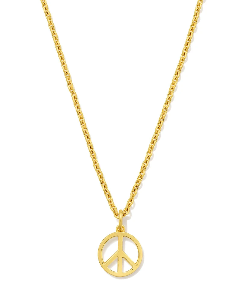 Mini Peace Sign Pendant Necklace Sterling Silver