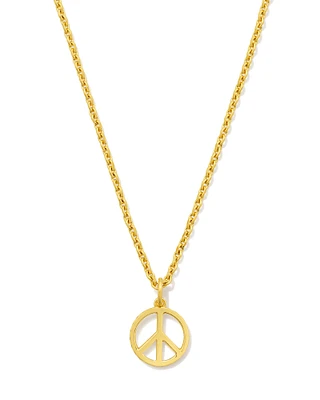 Mini Peace Sign Pendant Necklace in 18k Gold Vermeil