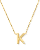 Diamond Accent Letter K 14k Yellow Gold Pendant Necklace in White Diamond