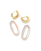 Elle Gold Convertible Link Earrings in Dichroic Glass